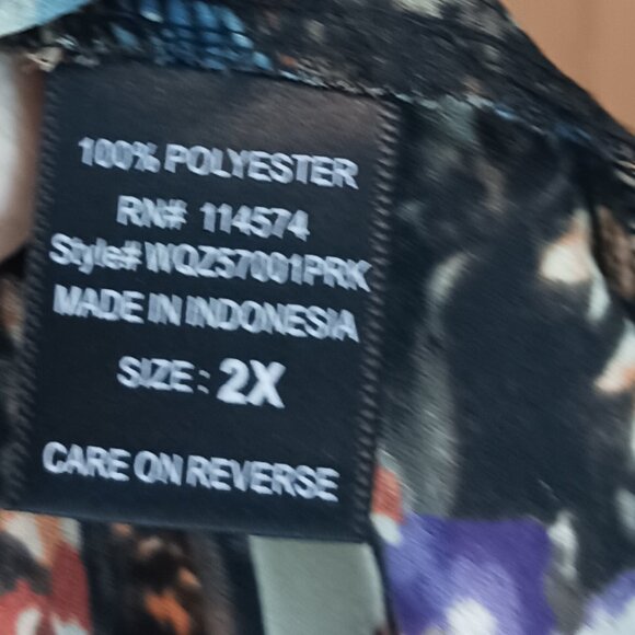 #41 3/$18 - Pleone Black/Orange Long Sleeve Top Size 2X - Picture 5 of 6